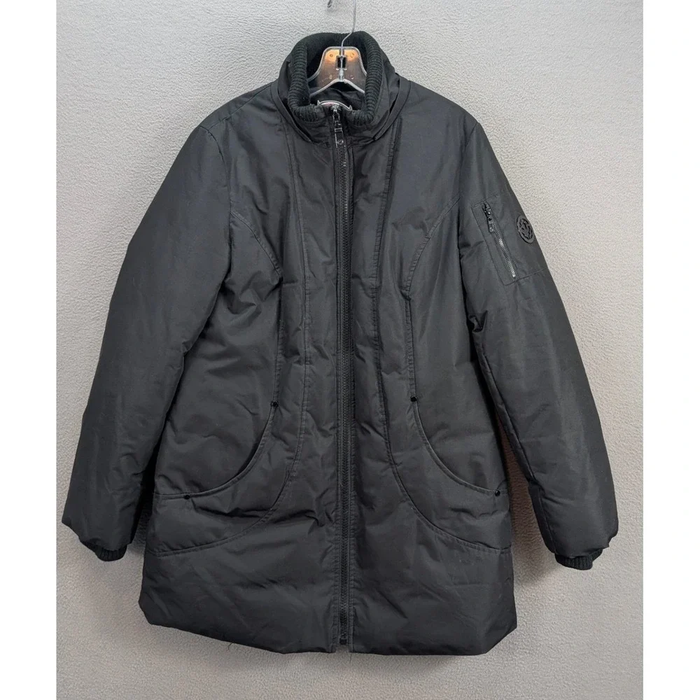 HFX Performance Men's Black Puffer Jacket Size L Wind Resistant Outdoor Full Zip